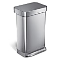 simplehuman 45L Rectangular Step Can With Liner Rim, Brushed Silver/Gray