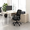 Bush Business Furniture Vista 60"W Corner Desk with Splayed Metal Legs and Low Storage Cabinet, Natural Elm, Standard Delivery