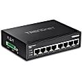 TRENDnet 8-Port Hardened Industrial Gigabit DIN-Rail Switch, 16 Gbps Switching Capacity, IP30 Rated Metal Housing (-40 to 167 ?F), DIN-Rail & Wall Mounts Included, Lifetime Protection, Black, TI-G80 - 8-port hardened Industrial Gigabit Switch