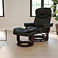 Flash Furniture Contemporary Recliner With Curved Ottoman, Black 1 thumbnail image