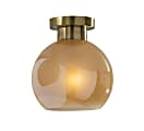Adesso Atticus Flush Mount Lamp, 9”W, Amber Glosted Glass Shade/Antique Brass Base 1 thumbnail image