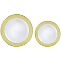 Amscan Round Hot-Stamped Plastic Bordered Plates, Gold Border, Pack Of 20 Plates 1 thumbnail image
