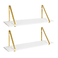 Kate and Laurel Soloman Wall Shelves, 8-5/16”H x 27-1/2”W x 6-15/16”D, White/Gold, Set Of 2 Shelves 1 thumbnail image