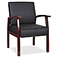 Lorell® Bonded Leather/Wood Guest Chair, Black/Mahogany 1 thumbnail image