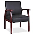 Lorell® Bonded Leather/Wood Guest Chair, Black/Mahogany
