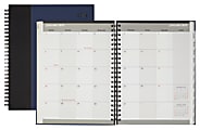 Office Depot® Brand Wide Stripe Monthly Planner, 7" x 9", Black/Blue, January to December 2019