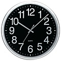 Tempus Quartz Movement Commercial Clock, 13" x 13" x 1 1/2", Silver/Black