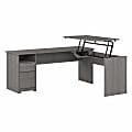 Bush® Furniture Cabot 3-Position Sit-To-Stand Height-Adjustable L-Shaped Desk, 72"W, Modern Gray, Standard Delivery