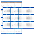 2024 SwiftGlimpse Wet/Dry-Erase Laminated Reversible Yearly Wall Calendar, 48" x 32", Navy