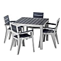 Inval Madeira 5-Piece 4-Seat Square Table And Chair Set, 29"H x 35"W x 35"D, Gray/Slate