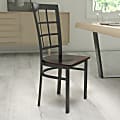 Flash Furniture HERCULES Window Back Restaurant Accent Chair, Walnut Seat/Black Frame