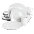 Gibson Home Classic Pearl 16-Piece Square Dinnerware Set, White