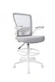 Boss Office Products Mesh Flip Arm Stool With Back, Gray/White