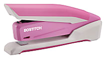 Bostitch InCourage™ Spring-Powered Desktop Stapler With Antimicrobial Protection, 20 Sheets Capacity, Pink/White
