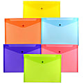 JAM Paper® Plastic Letter Booklet Envelopes, 9-3/4" x 13", Snap Closures, Assorted Colors, Pack Of 6 Envelopes
