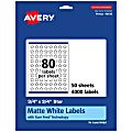 Avery® Permanent Labels With Sure Feed®, 94610-WMP50, Star, 3/4" x 3/4", White, Pack Of 4,000