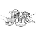 Cuisinart 11-Piece Chef's Classic Cookware Set - 1.5 quart Saucepan, 2.5 quart Saucepan, 3 quart Saute, 8 quart Stockpot, 8" Diameter Skillet, 10" Diameter Skillet, Steamer Insert, Lid - Stainless Steel, Tempered Glass Lid, Aluminum - Dishwasher Safe