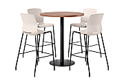 KFI Studios Proof Bistro Round Pedestal Table With Imme Barstools, 4 Barstools, River Cherry/Black/Moonbeam Stools, 840031940261 1 thumbnail image