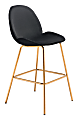 Zuo Modern® Siena Bar Chairs, Black/Gold, Pack Of 2 Chairs