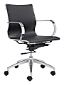 Zuo Modern® Glider Low-Back Office Chair, Black/Chrome