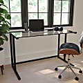 Flash Furniture 48"W Contemporary Glass Pedestal Frame Computer Desk, Black/Clear