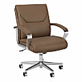 Bush Business Furniture South Haven Bonded Leather Mid-Back Executive Office Chair, Saddle Bonded Leather, Standard Delivery