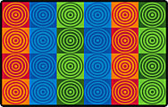 Flagship Carpets Bull's-Eye Block, Rectangle, 7' 6" x 12', Multicolor
