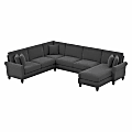 Bush® Furniture Coventry 128"W U-Shaped Sectional Couch With Reversible Chaise Lounge, Charcoal Gray Herringbone, Standard Delivery