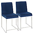 LumiSource Fuji High Back Dining Chairs, Blue/Stainless Steel, Set Of 2 Chairs 1 thumbnail image