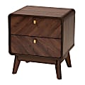 Baxton Studio Markell Mid-Century Transitional Finished Wood 2-Drawer Nightstand, 21-5/16"H x 18-15/16"W x 15-3/4"D, Walnut Brown 1 thumbnail image