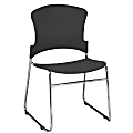 OFM Plastic Seat, Plastic Back Stacking Chair, 18 1/2" Seat Width, Black Seat/Chrome Frame, Quantity: 4