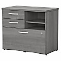 Bush Business Furniture Studio C 29-5/7"W x 17"D Lateral File Cabinet With Drawers and Shelves, Platinum Gray, Standard Delivery