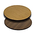 Flash Furniture Round Reversible Laminate Table Top, 36", Natural/Walnut