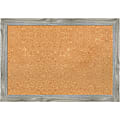 Amanti Art Square Non-Magnetic Cork Bulletin Board, Natural, 27” x 19”, Dove Graywash Plastic Frame