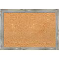 Amanti Art Square Non-Magnetic Cork Bulletin Board, Natural, 27” x 19”, Dove Graywash Plastic Frame 1 thumbnail image