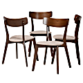 Baxton Studio Iora Dining Chairs, Light Beige/Walnut, Set Of 4 Chairs