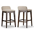 Glamour Home Aulani Upholstered Bar Stools With Puffy Cushions, Brown, Set Of 2 Stools