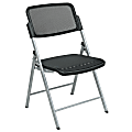 Office Star™ Pro-Line II ProGrid 2-Pack Folding Chairs, Black/Silver