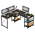 Bestier L-Shaped Corner Computer Desk With Storage Shelf, 3 Cable Holes, 60"W, Charcoal 1 thumbnail image