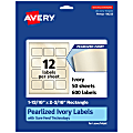 Avery® Pearlized Permanent Labels With Sure Feed®, 94233-PIP50, Rectangle, 1-13/16" x 2-3/16", Ivory, Pack Of 600 Labels