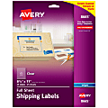 Avery® Easy Peel® Clear Full-Sheet Labels, 8665, Full Sheet, 8 1/2" x 11", Box Of 25