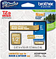 Brother® TZe-MQ835 White-On-Satin Gold Tape, 0.5" x 196.8"