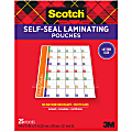 Scotch® Self-Seal Laminating Pouches, Fits Letter Size (9" x 11.5 in.) Paper, 25-PK 1 thumbnail image