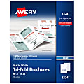 Avery® Inkjet Trifold Matte Brochures, Letter Size (8 1/2" x 11"), White, Pack Of 100