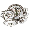 Gibson Home Christmas Toile 16-Piece Dinnerware Set, Home Scene 1 thumbnail image