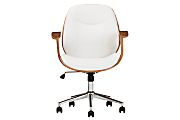Baxton Studio Vincent Mid-Back Office Chair, White/Walnut