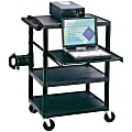 Quartet Duracart Multimedia Projector Cart With Laptop Shelf, 3 Shelves, 3-Plug Outlet, Black - 3 x Shelf(ves) - 18" Height x 24" Width x 35" Depth - Floor - Steel, Plastic - Black 1 thumbnail image