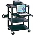 Quartet Duracart Multimedia Projector Cart With Laptop Shelf, 3 Shelves, 3-Plug Outlet, Black - 3 x Shelf(ves) - 18" Height x 24" Width x 35" Depth - Floor - Steel, Plastic - Black