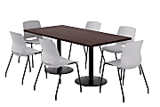 KFI Studios Proof Rectangle Pedestal Table With Imme Chairs, 31-3/4”H x 72”W x 36”D, Cafelle Top/Black Base/Light Gray Chairs 1 thumbnail image