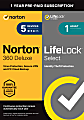 Norton™ 360 Deluxe + LifeLock Select, For 5 Devices, 1-Year Subscription, Product Key 1 thumbnail image